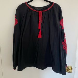 Zara top with embroidery